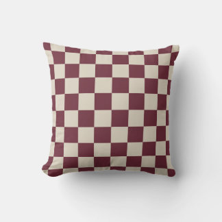 Bordeaux en beige schaakbord kussen