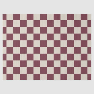 Bordeaux en Beige Schaakbord Tissuepapier