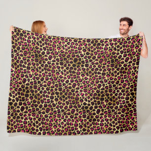 Bordeaux en Goud Luipaard Serie Design 2 Fleece Deken