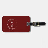 Bordeaux en wit | Monogram moderne Initialen Bagagelabel (Voorkant horizontaal)