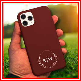 Bordeaux en wit | Monogram moderne Initialen iPhone 16 Pro Max Hoesje