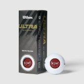 Bordeaux en wit | Monogram moderne Initialen Golfballen (Verpakking)