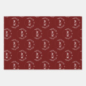 Bordeaux en wit | Monogram moderne Initialen Inpakpapier Vel (Voorkant 3)
