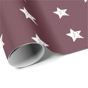 Bordeaux en wit sterpatroon cadeaupapier