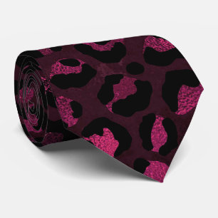 Bordeaux en zwart luipaardprint stropdas
