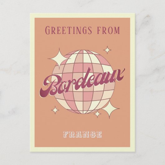Bordeaux Frankrijk disco Retro  Briefkaart (Voorkant)