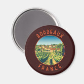 Bordeaux Frankrijk Retro Distressed Circle Magneet (Voorkant / Achterkant)