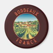 Bordeaux Frankrijk Retro Distressed Circle Magneet (Voorkant)