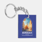 Bordeaux Frankrijk Travel Art Embleem Sleutelhanger (Voorkant Links)