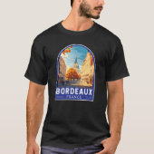 Bordeaux Frankrijk Travel Art Embleem T-shirt (Voorkant)