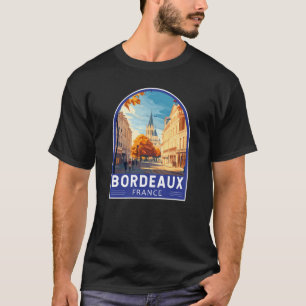Bordeaux Frankrijk Travel Art Embleem T-shirt