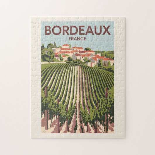 Bordeaux Frankrijk Vineyard Travel Art Vintage Legpuzzel (Verticaal)