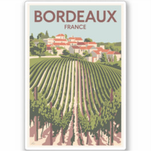 Bordeaux Frankrijk Vineyard Travel Art Vintage Sticker
