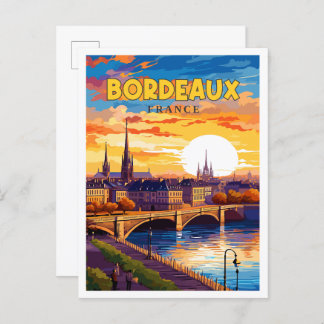 Bordeaux Frankrijk vintage reisillustratie Briefkaart