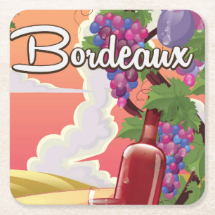 Bordeaux Frankrijk vintage wijn reisposter Vierkante Kartonnen Onderzetter