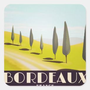 Bordeaux, Franse vintage reisposter Vierkante Sticker