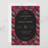 Bordeaux Gothic Paisley Wedding Kaart (Voorkant)