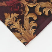  bordeaux gouden damast patroon fleece deken (Hoek)