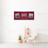 Bordeaux gouden moderne script multi foto grad spandoek (Insitu)