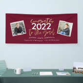 Bordeaux gouden moderne script multi foto grad spandoek (Beurs)