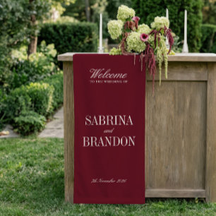Bordeaux & Ivoren Trouw Welkom Bord Vinyl Banner