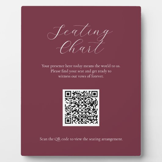 Bordeaux kaartteken met QR Code Plaque Fotoplaat (Voorkant)