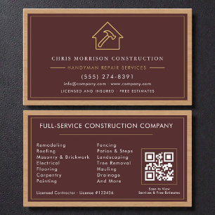 Bordeaux Klusjesman QR-code Houten Constructie Visitekaartje