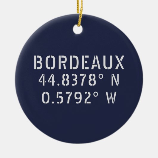 Bordeaux Latitude Longitude  Keramisch Ornament (Voorkant)