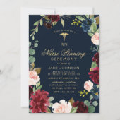 bordeaux marine bloemenverpleegster pinning ceremo kaart (Voorkant)