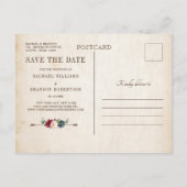 Bordeaux Marine Bloemige Landelijke Opslag Bericht Aankondigingskaart (Achterkant)