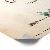 Bordeaux Marine Bloemige Rustieke Kaarten en Gesch Poster (Hoek)