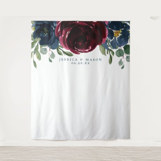 Bordeaux marine trouw achtergrond foto booth wandkleed (Voorkant)