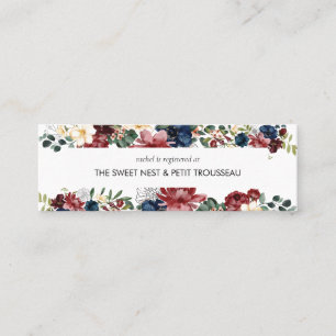 Bordeaux Navy Registry Plaats Kaarten   Mini Mini Visitekaartje