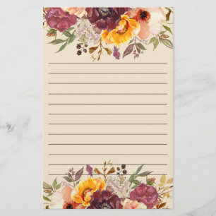Bordeaux Oranje Roze Bloemstuk Voering Briefpapier