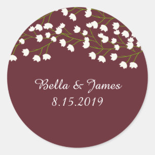 Bordeaux Plum Baby's Breath Bruiloft Stickers