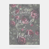 Bordeaux Red Roses Shadowy Grey Floral Mariage (Recto)