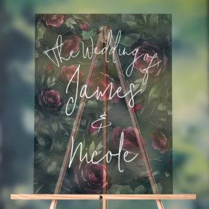 Bordeaux Red Roses Shadowy Grey Floral Mariage