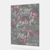 Bordeaux Red Roses Shadowy Grey Floral Mariage (Angle)