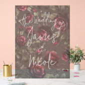 Bordeaux Red Roses Shadowy Grey Floral Mariage (Mariage)