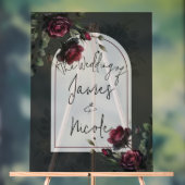 Bordeaux Red Roses Shadowy Grey Floral Mariage (Neutre)