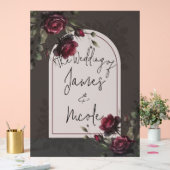 Bordeaux Red Roses Shadowy Grey Floral Mariage (Mariage)