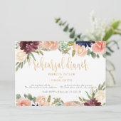 Bordeaux repetitie diner bloemenlandschap kaart (Staand voorkant)