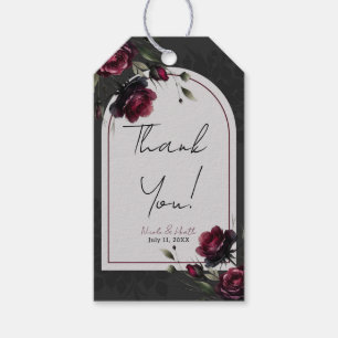 Bordeaux Rode Rozen Schaduwrijk Grijs Bloemend Bru Cadeaulabel