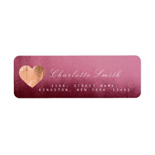 Bordeaux rood hart roze goud retour adres labels (Voorkant)