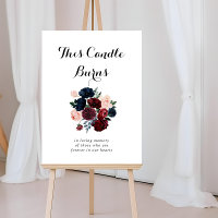 Bordeaux Roze Navy Bloem Kaars Brandt Bord