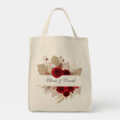 Bordeaux Rozen & Pampasgras Trouwtas Tote Bag (Achterkant)