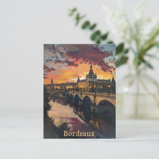 Bordeaux schemering: Zonsondergang symfonie Paarse Briefkaart (Staand voorkant)