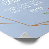 Bordeaux stoffig blauwe bruiloftsdouche mimosa bar poster (Hoek)