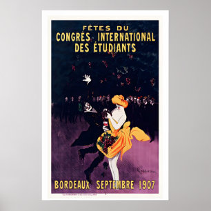 Bordeaux Wijn September 1907 Vintage Reclame Poster