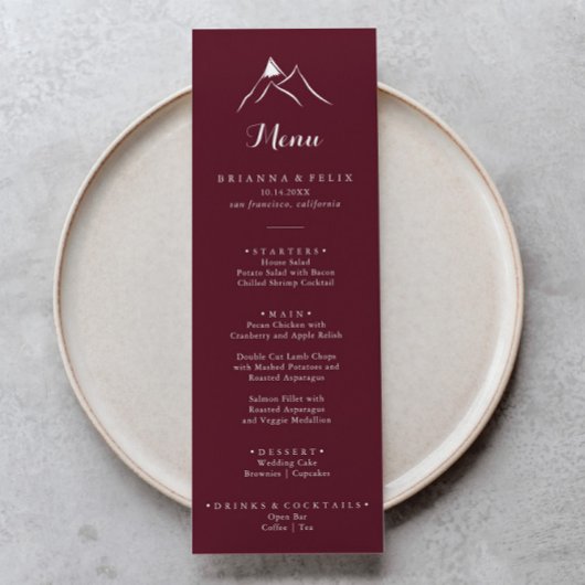 Bordeaux Wit Silhouet Mountain Dinner Menu